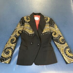 THE EXTREME COLLECTION Sz 2/4 gorgeous gold stud embellished blazer